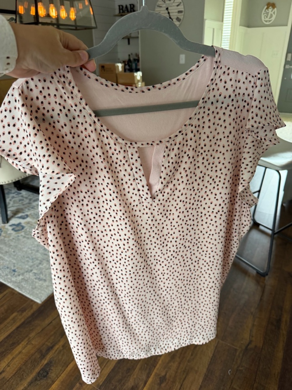 Papermoon Light Pink Polka Dot Ruffle Sleeve Blouse